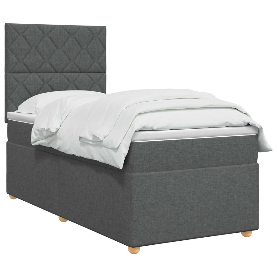 Boxspringbed met matras Donkergrijs 80 x 200 cm Stof