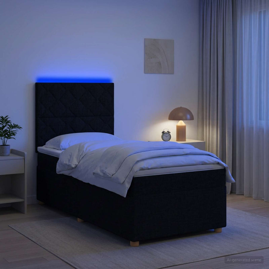 Boxspringbed met matras met hoofdeinde Zwart 90 x 190 cm Stof