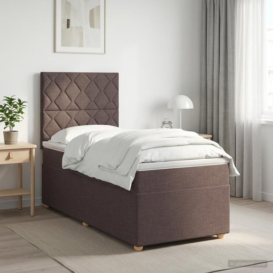 Boxspringbed met matras Donkerbruin 90 x 190 cm Stof