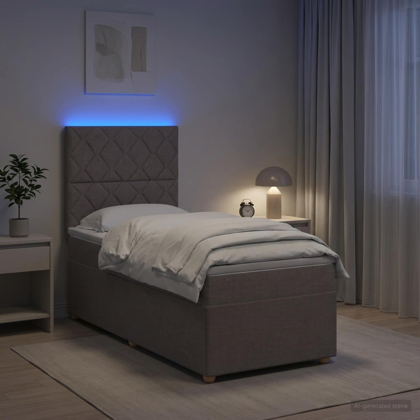 Boxspringbed met matras met hoofdeinde Taupe 90 x 190 cm Stof