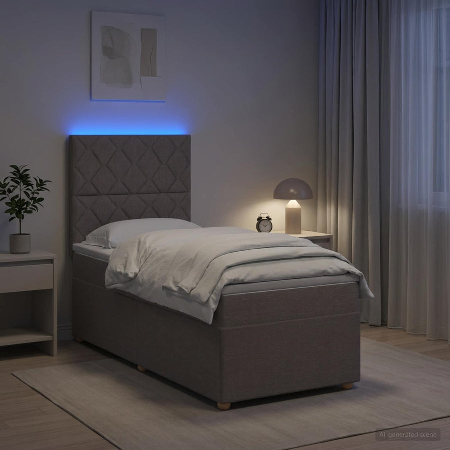 Boxspringbed met matras met hoofdeinde Taupe 100 x 200 cm Stof