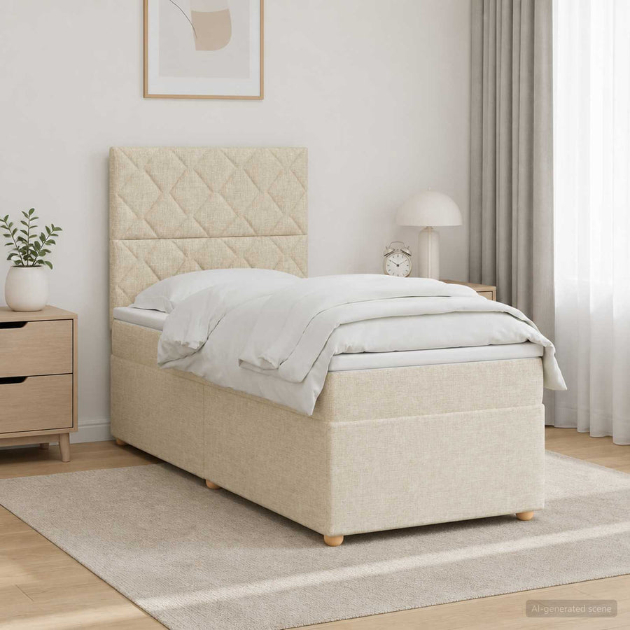 Boxspringbed met matras Crèmekleurig 80 x 200 cm Stof