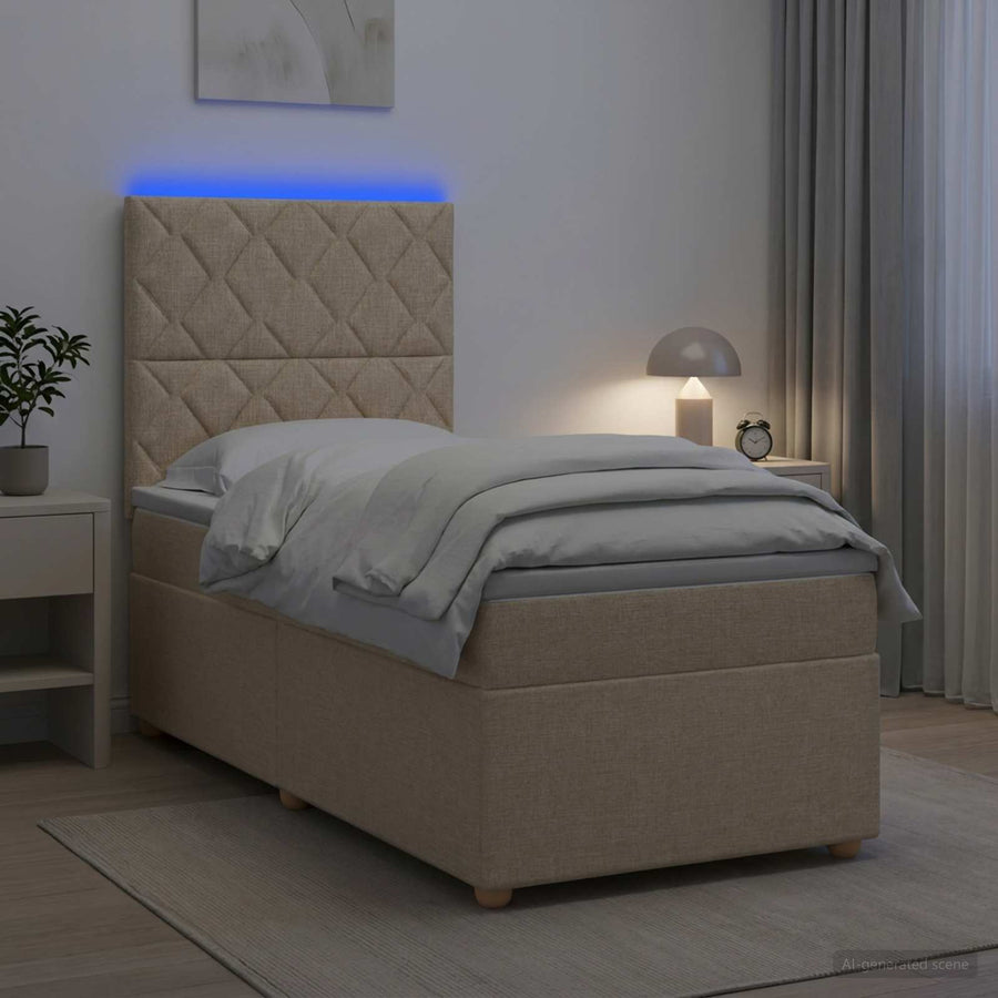 Boxspringbed met matras Crèmekleurig 80 x 200 cm Stof