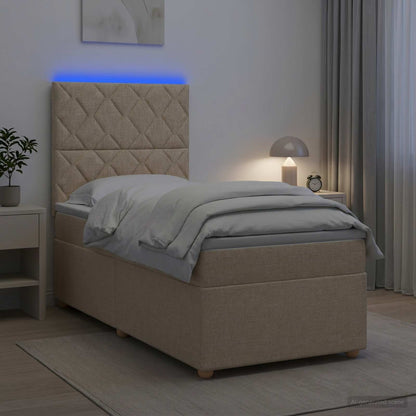 Boxspringbed met matras Crèmekleurig 90 x 200 cm Stof
