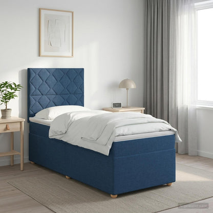 Boxspringbed met matras met hoofdeinde Blauw 80 x 200 cm Stof