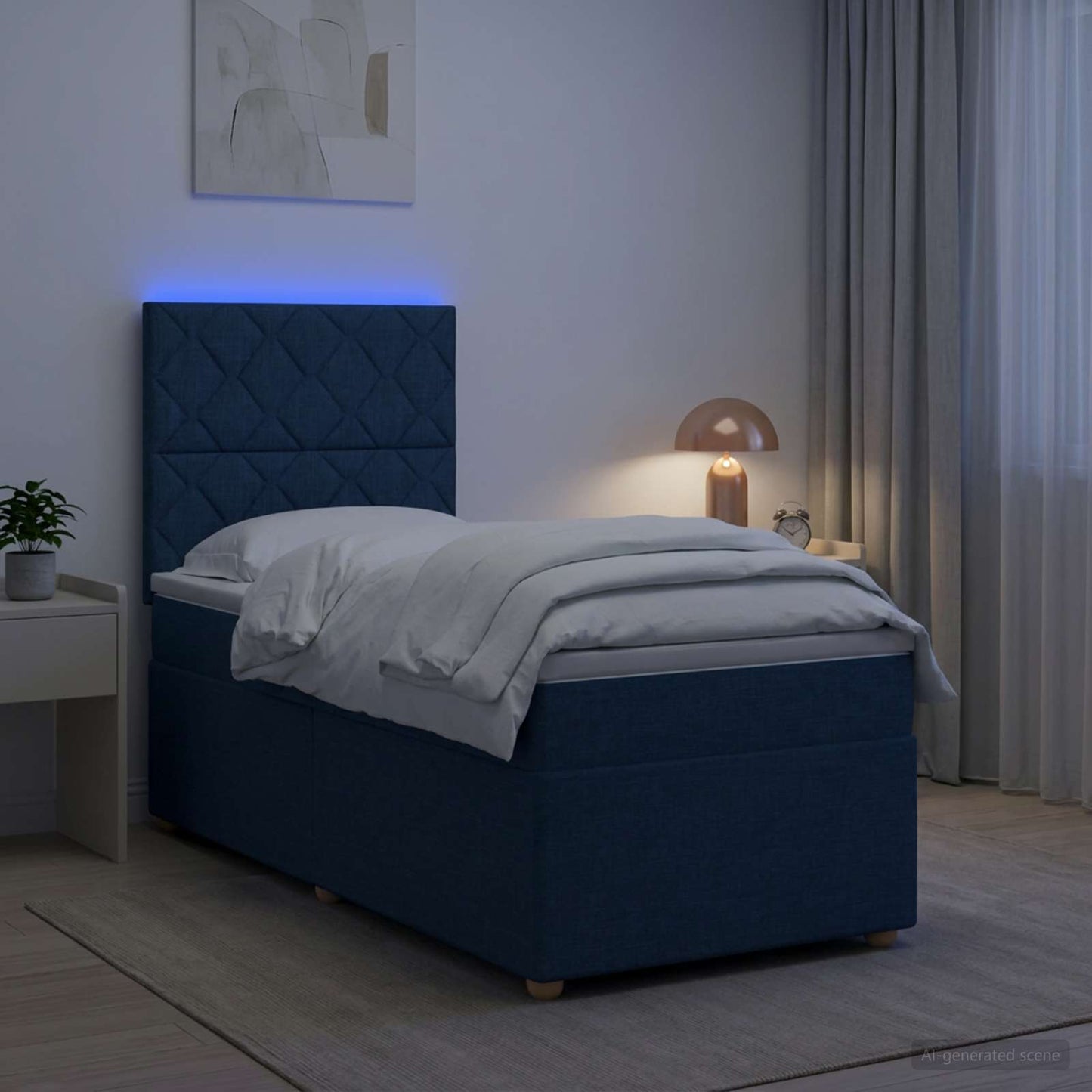 Boxspringbed met matras met hoofdeinde Blauw 90 x 190 cm Stof
