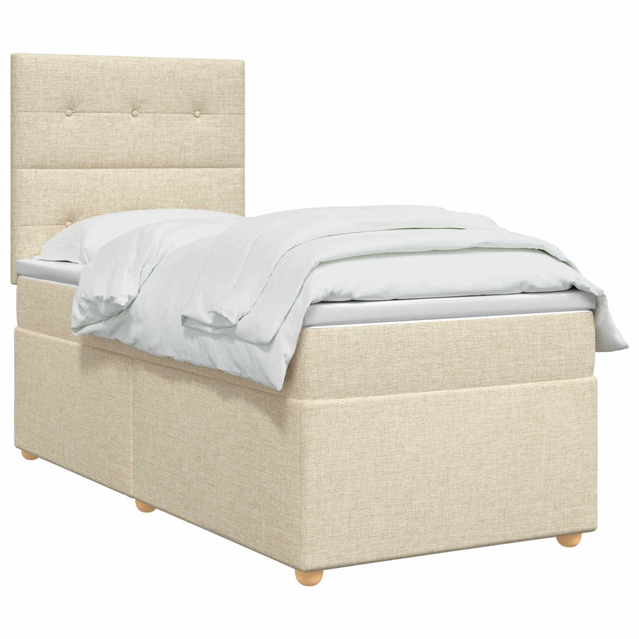 Boxspringbed met matras Crèmekleurig 90 x 190 cm Stof
