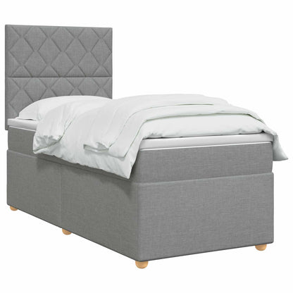 Boxspringbed met matras Lichtgrijs 90 x 190 cm Stof