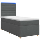 Boxspringbed 90x200 cm donkergrijs met matras