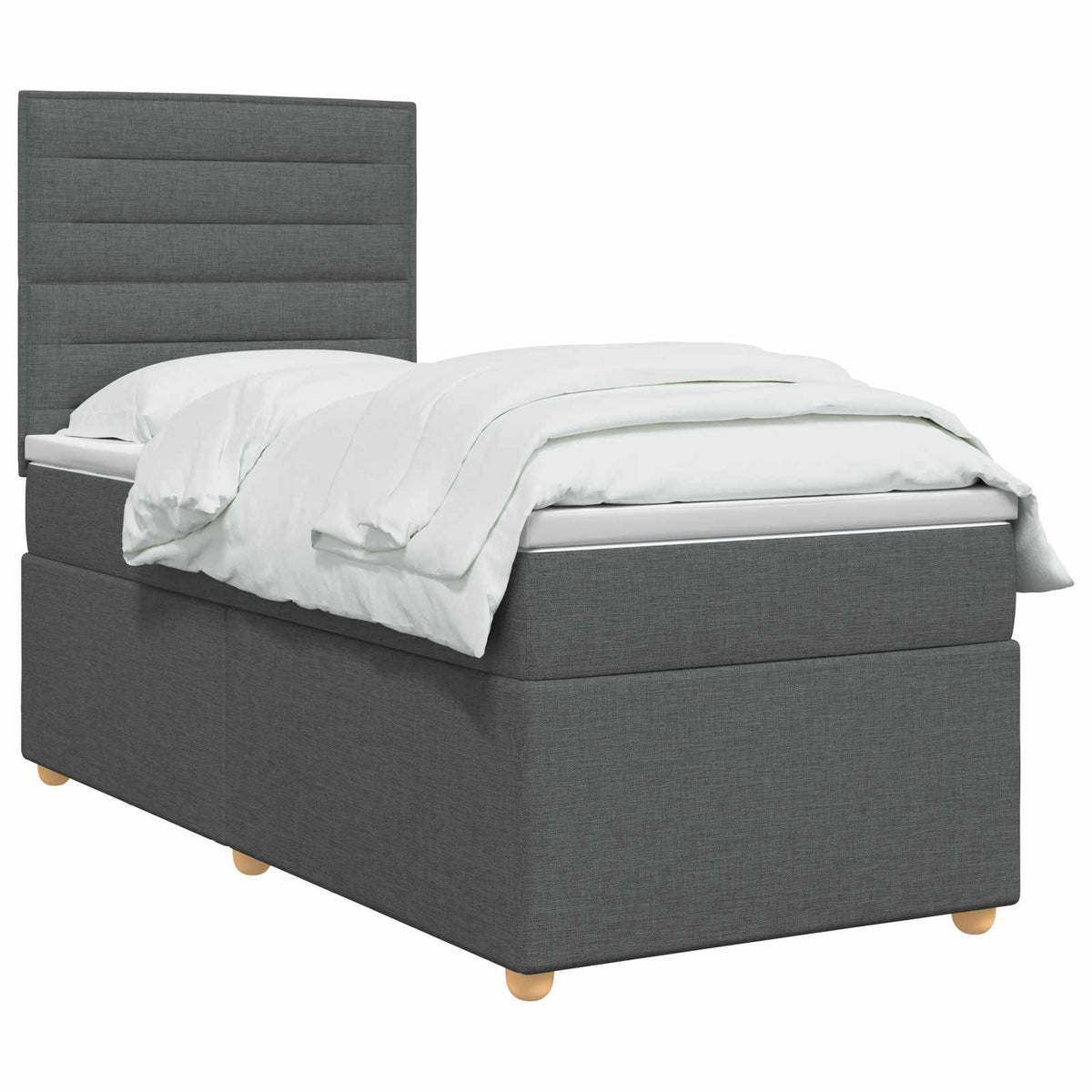 Boxspringbed met matras Donkergrijs 90 x 200 cm Stof