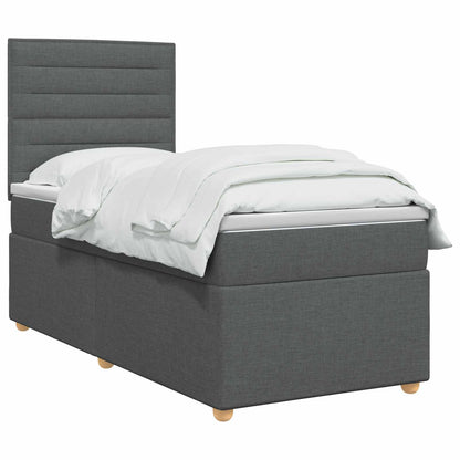 Boxspringbed met matras Donkergrijs 90 x 200 cm Stof