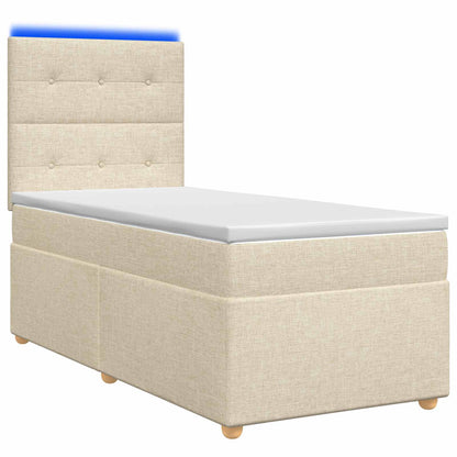 Boxspringbed met matras Crèmekleurig 90 x 200 cm Stof