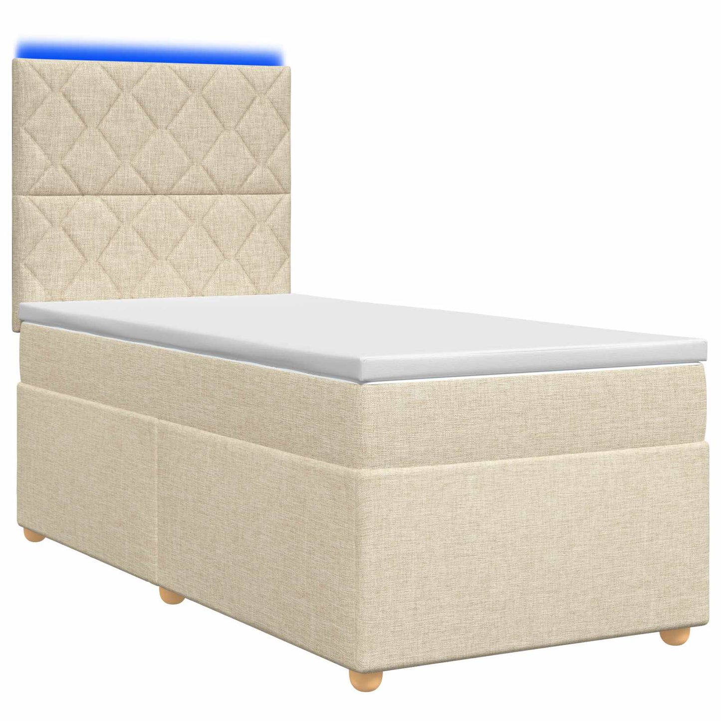 Boxspringbed met matras Crèmekleurig 90 x 200 cm Stof