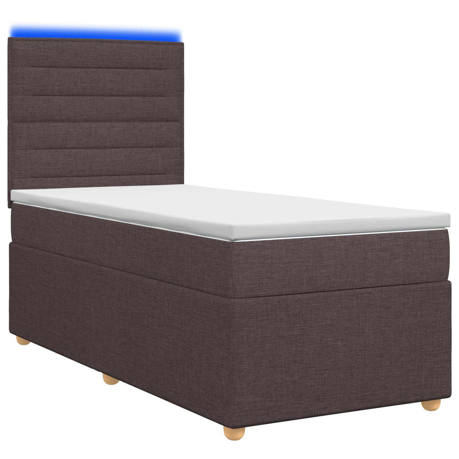 Boxspringbed met matras Donkerbruin 100 x 200 cm Stof