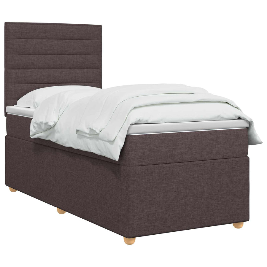 Boxspringbed met matras Donkerbruin 100 x 200 cm Stof