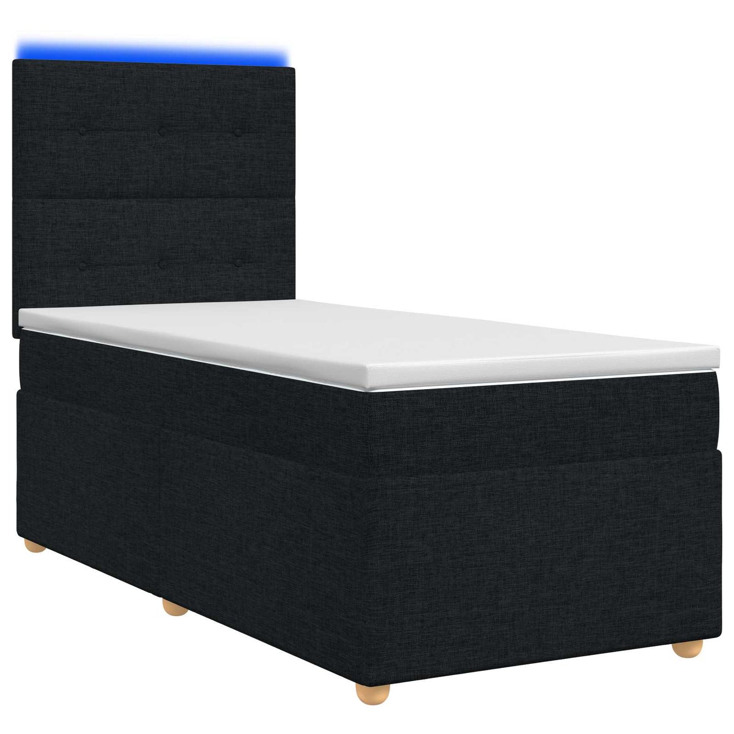 Boxspringbed met matras met hoofdeinde Zwart 100 x 200 cm Stof