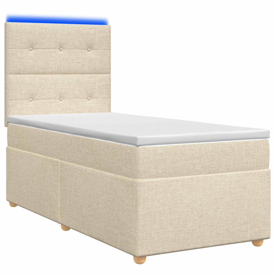 Boxspringbed met matras Crèmekleurig 100 x 200 cm Stof
