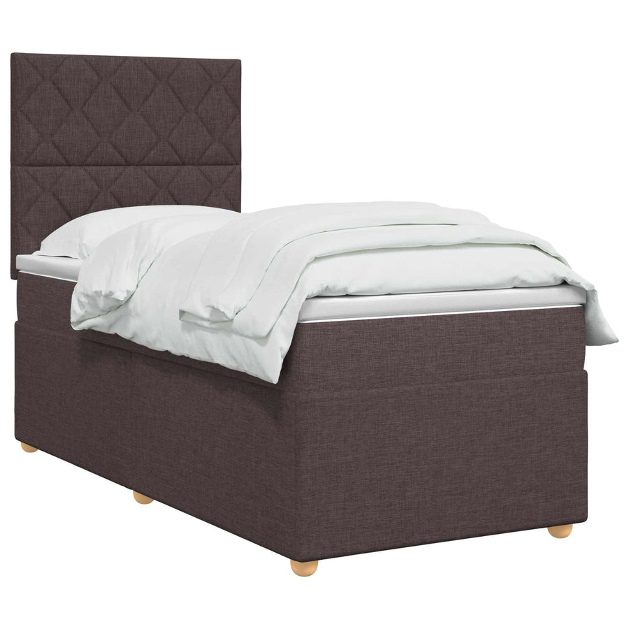 Boxspringbed met matras Donkerbruin 100 x 200 cm Stof