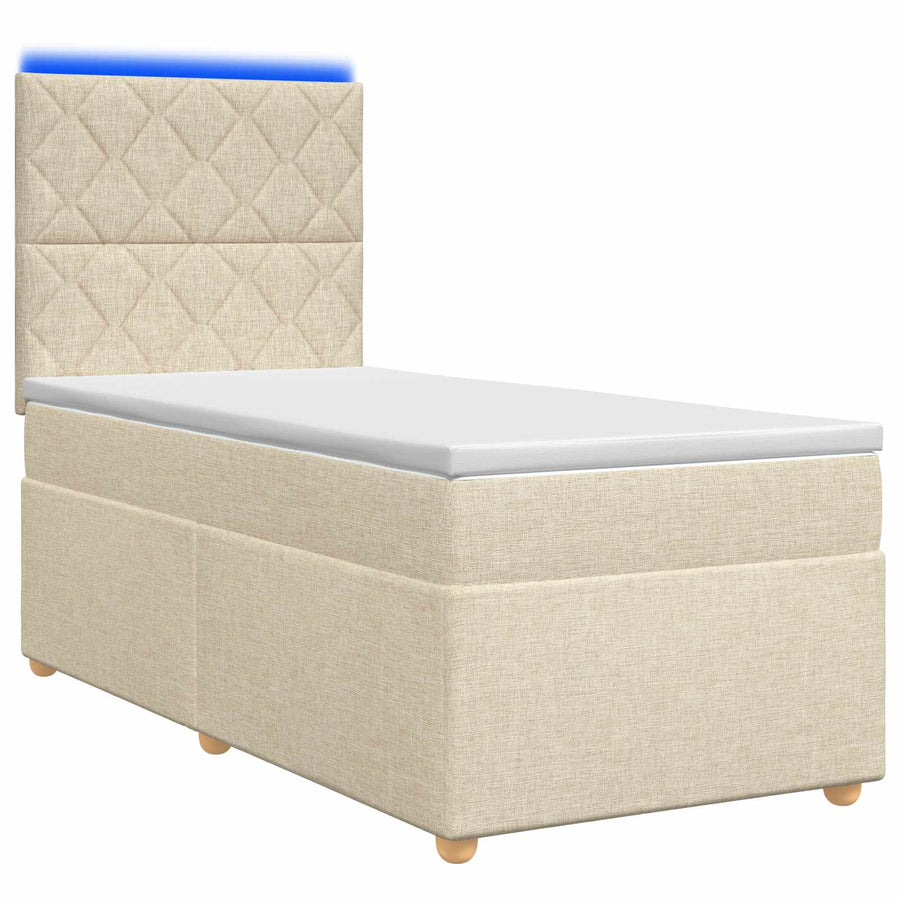 Boxspringbed met matras Crèmekleurig 100 x 200 cm Stof