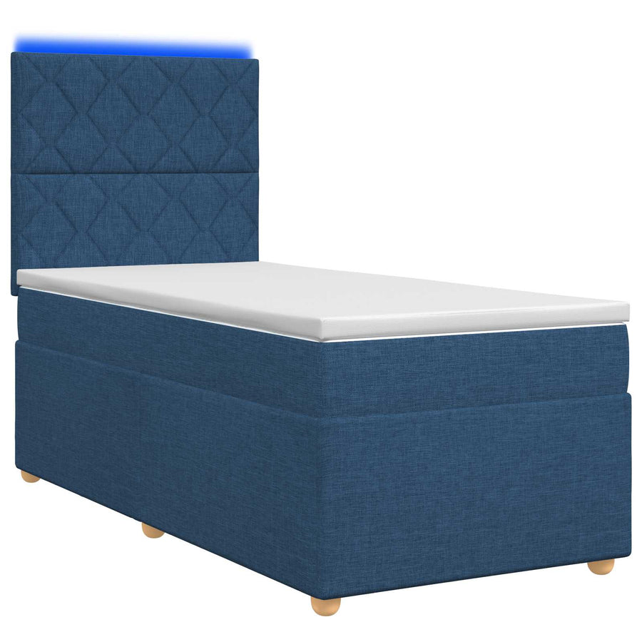 Boxspringbed met matras met hoofdeinde Blauw 100 x 200 cm Stof
