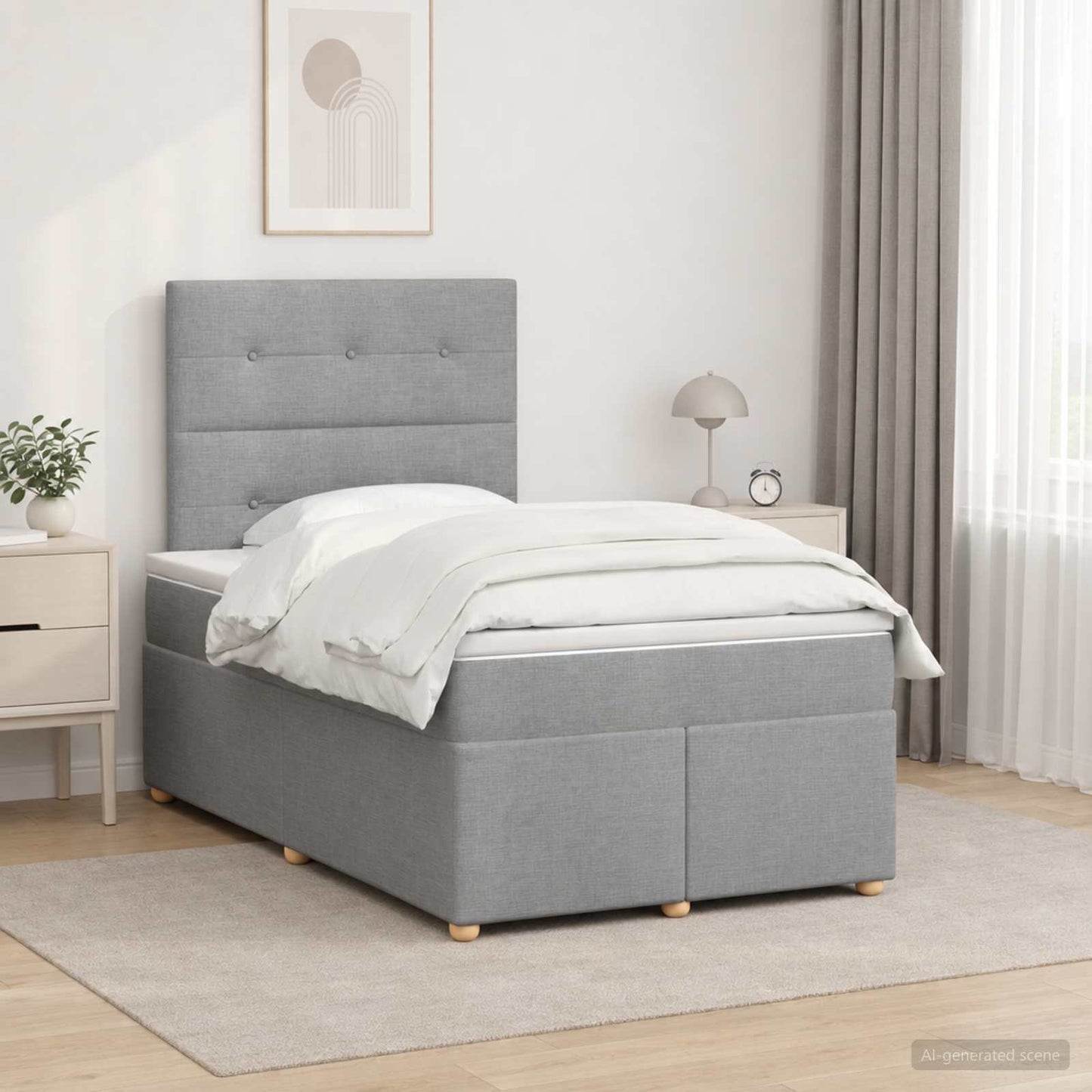 Boxspringbed met matras Lichtgrijs 120 x 190 cm Stof