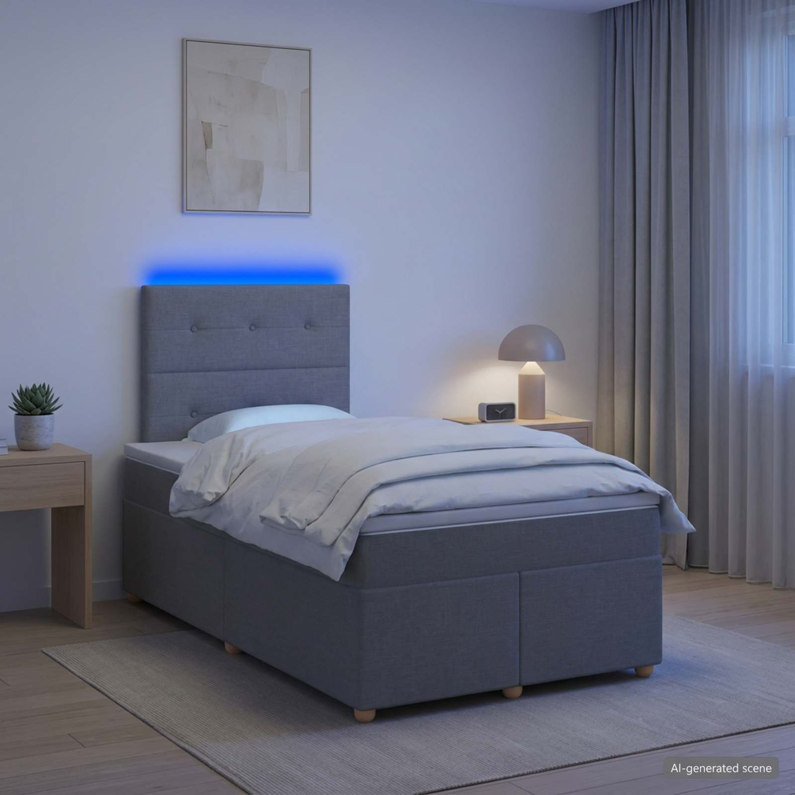 Boxspringbed met matras Lichtgrijs 120 x 190 cm Stof