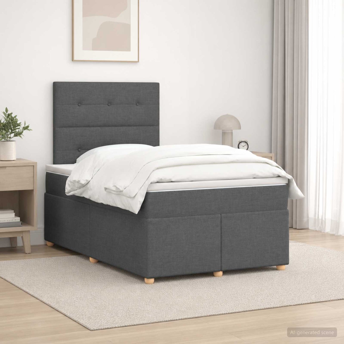 Boxspringbed met matras Donkergrijs 120 x 200 cm Stof