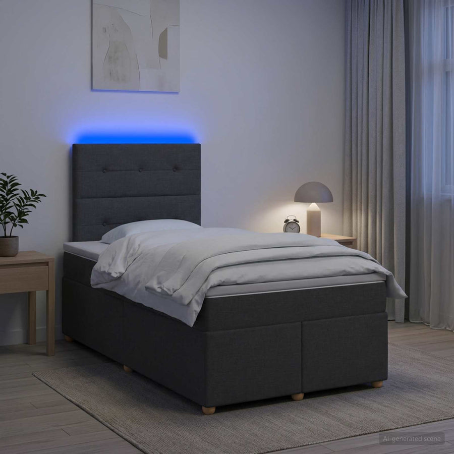 Boxspringbed met matras Donkergrijs 120 x 190 cm Stof