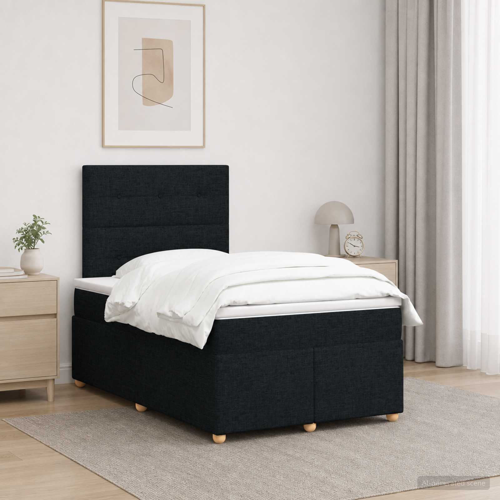 Boxspringbed met matras met hoofdeinde Zwart 120 x 190 cm Stof
