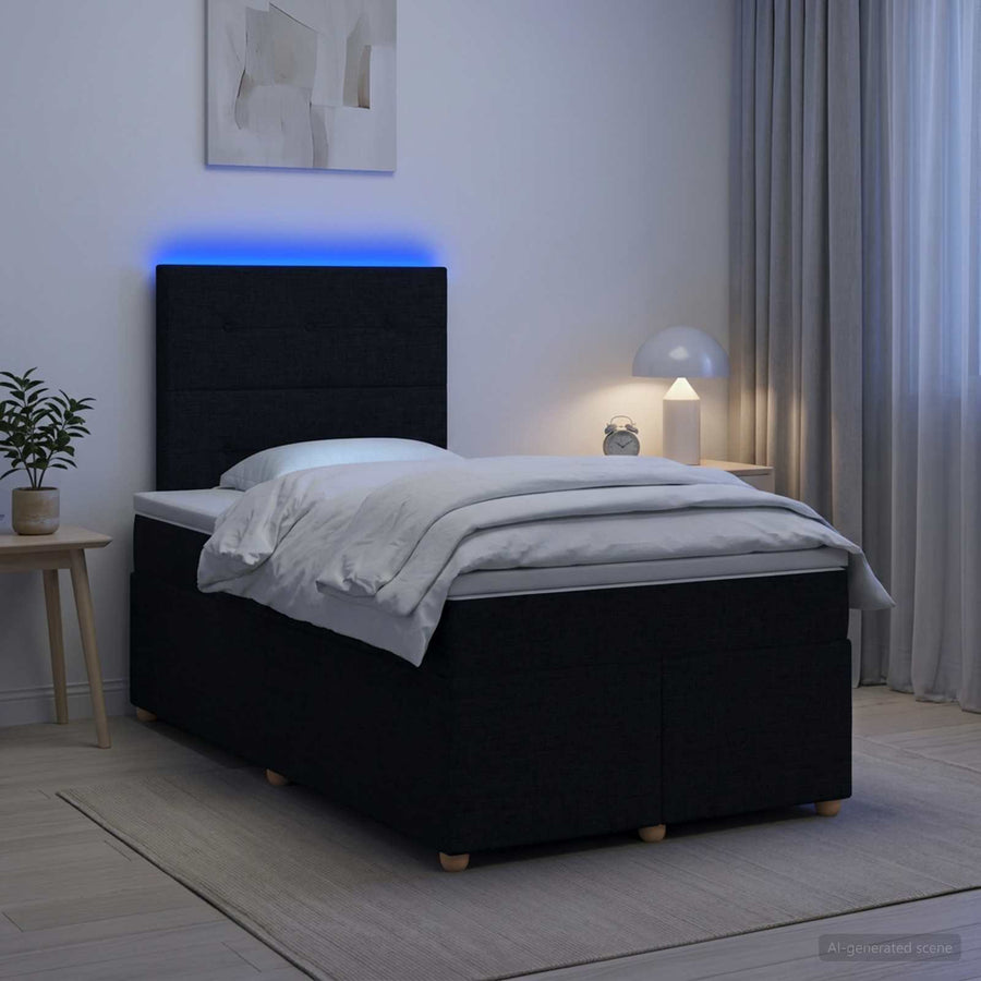 Boxspringbed met matras met hoofdeinde Zwart 120 x 190 cm Stof
