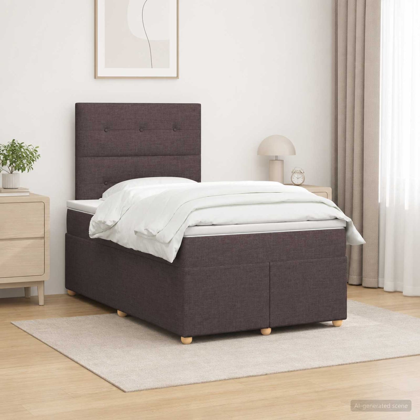 Boxspringbed met matras Donkerbruin 120 x 200 cm Stof