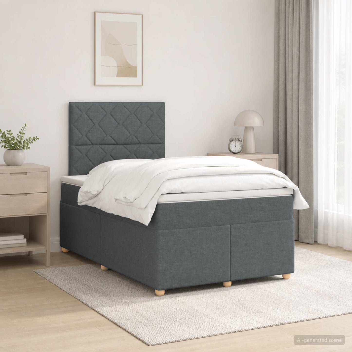 Boxspringbed met matras Donkergrijs 120 x 200 cm Stof