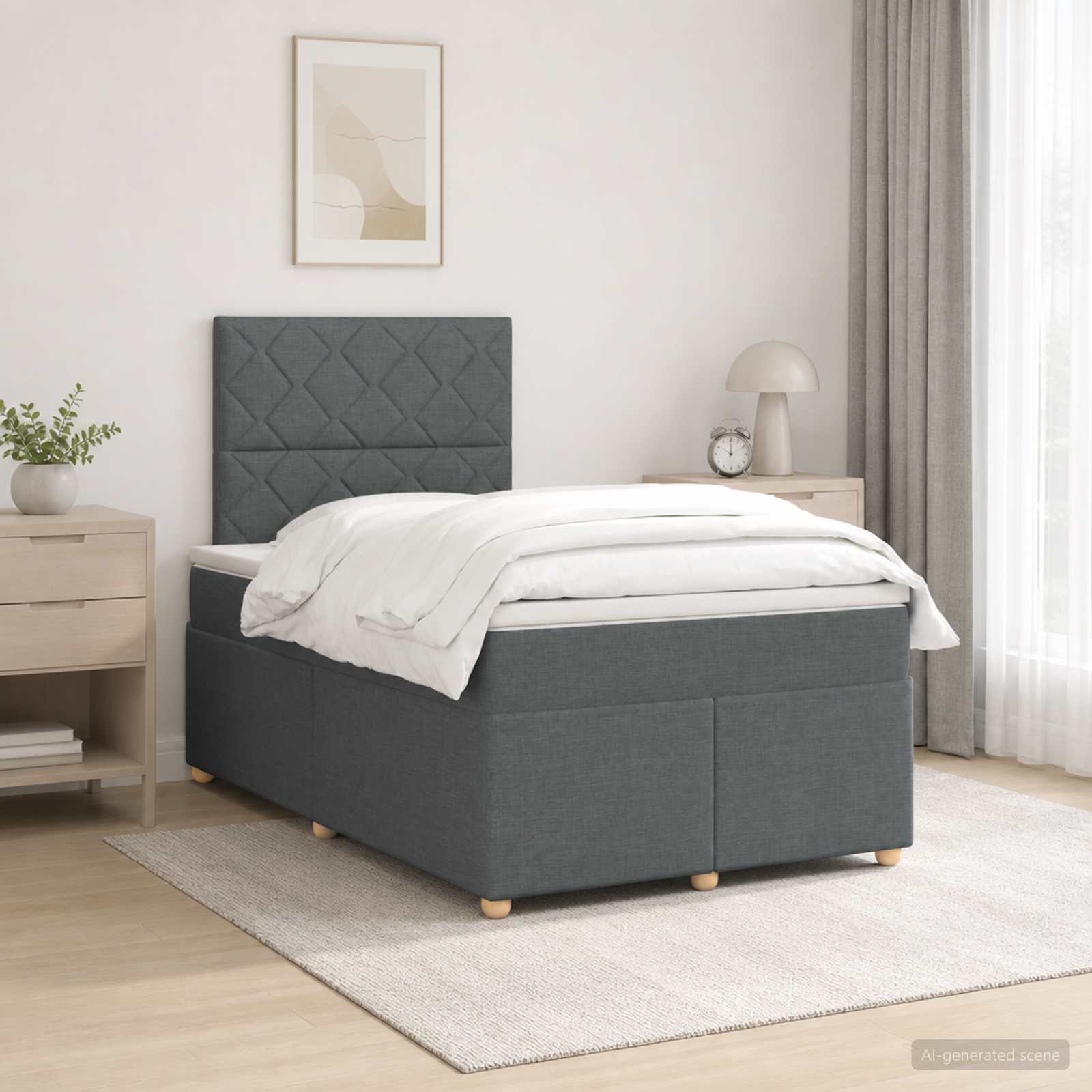 Boxspringbed met matras Donkergrijs 120 x 200 cm Stof