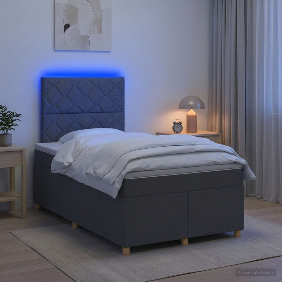 Boxspringbed met matras Donkergrijs 120 x 190 cm Stof