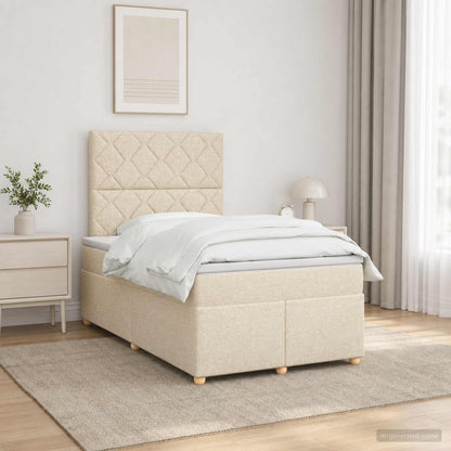 Boxspringbed met matras Crèmekleurig 120 x 200 cm Stof