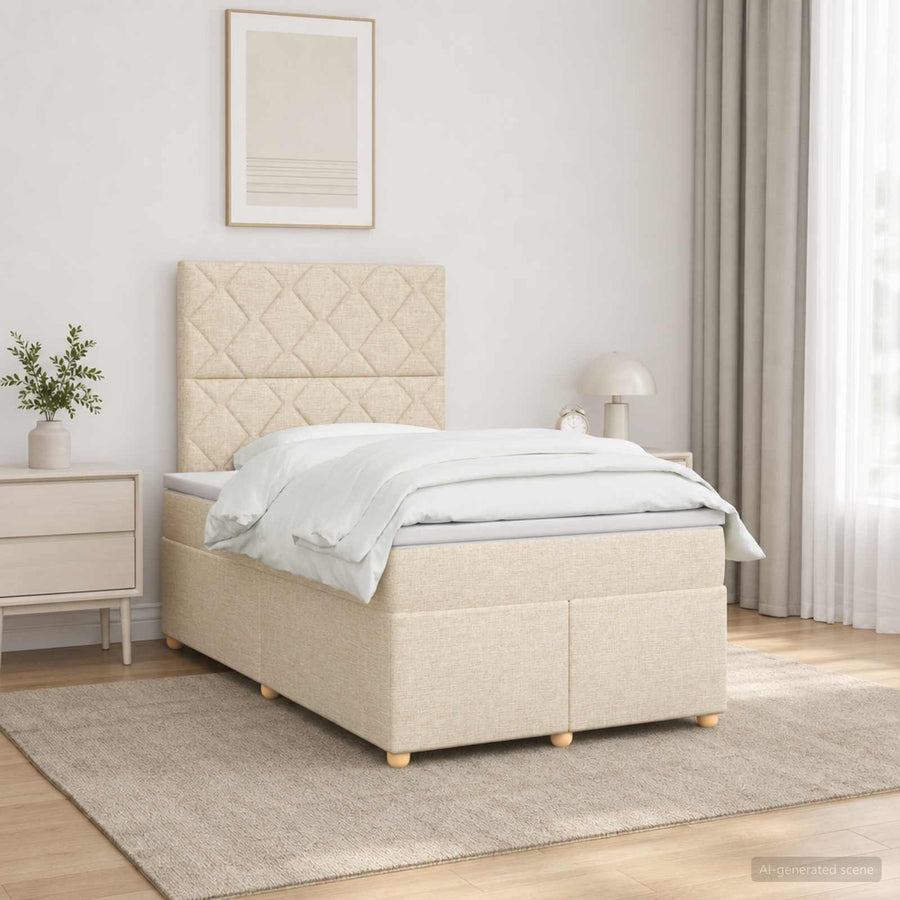 Boxspringbed met matras Crèmekleurig 120 x 200 cm Stof