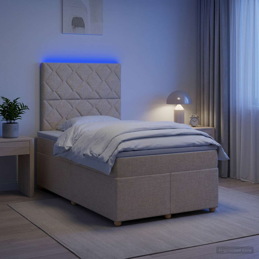 Boxspringbed met matras Crèmekleurig 120 x 200 cm Stof