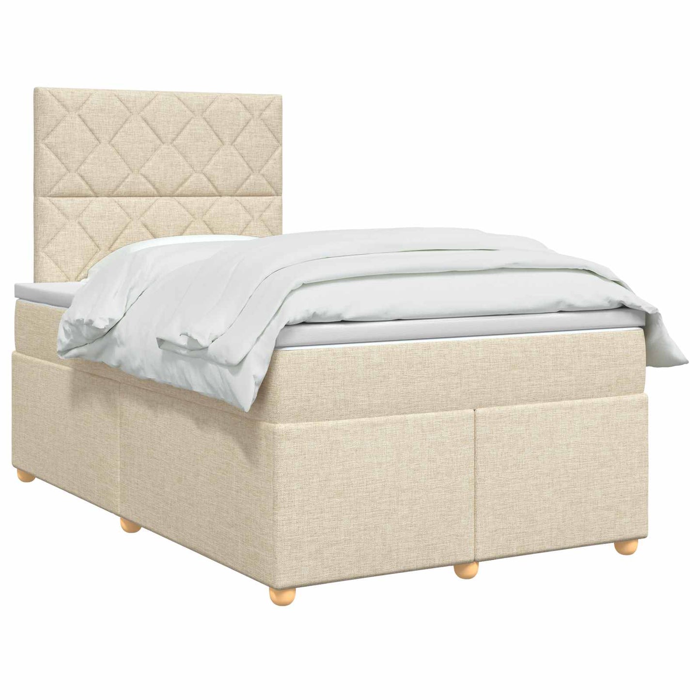 Boxspringbed met matras Crèmekleurig 120 x 190 cm Stof