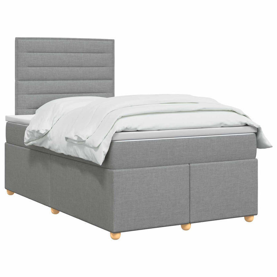 Boxspringbed met matras Lichtgrijs 120 x 200 cm Stof