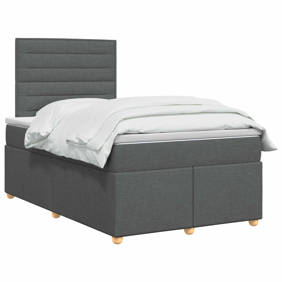 Boxspringbed met matras Donkergrijs 120 x 200 cm Stof