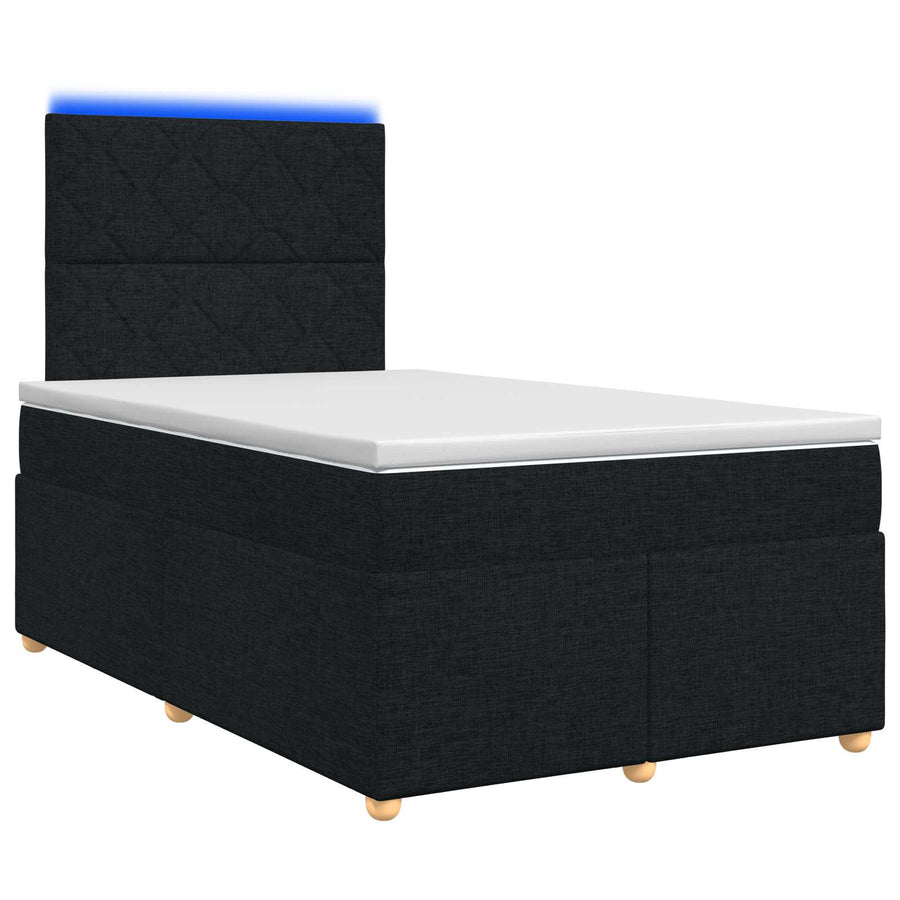 Boxspringbed met matras met hoofdeinde Zwart 120 x 200 cm Stof