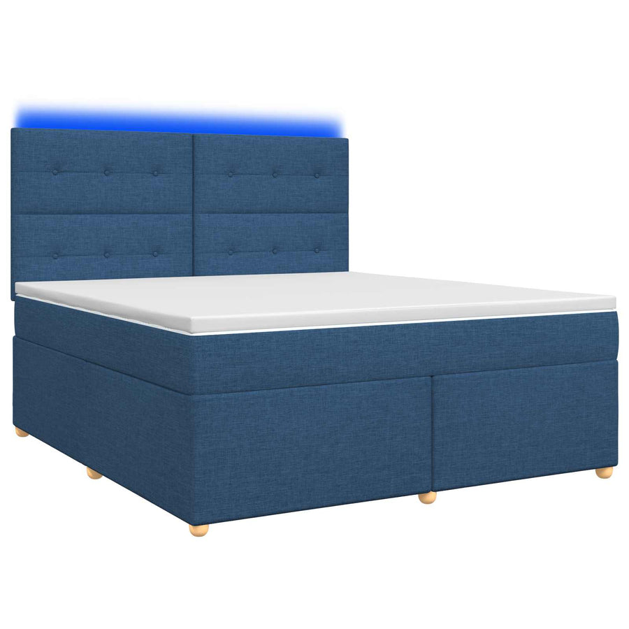 Boxspringbed met matras met hoofdeinde Blauw 140 x 190 cm Stof