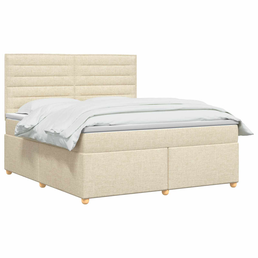 Boxspringbed met matras Crèmekleurig 140 x 200 cm Stof