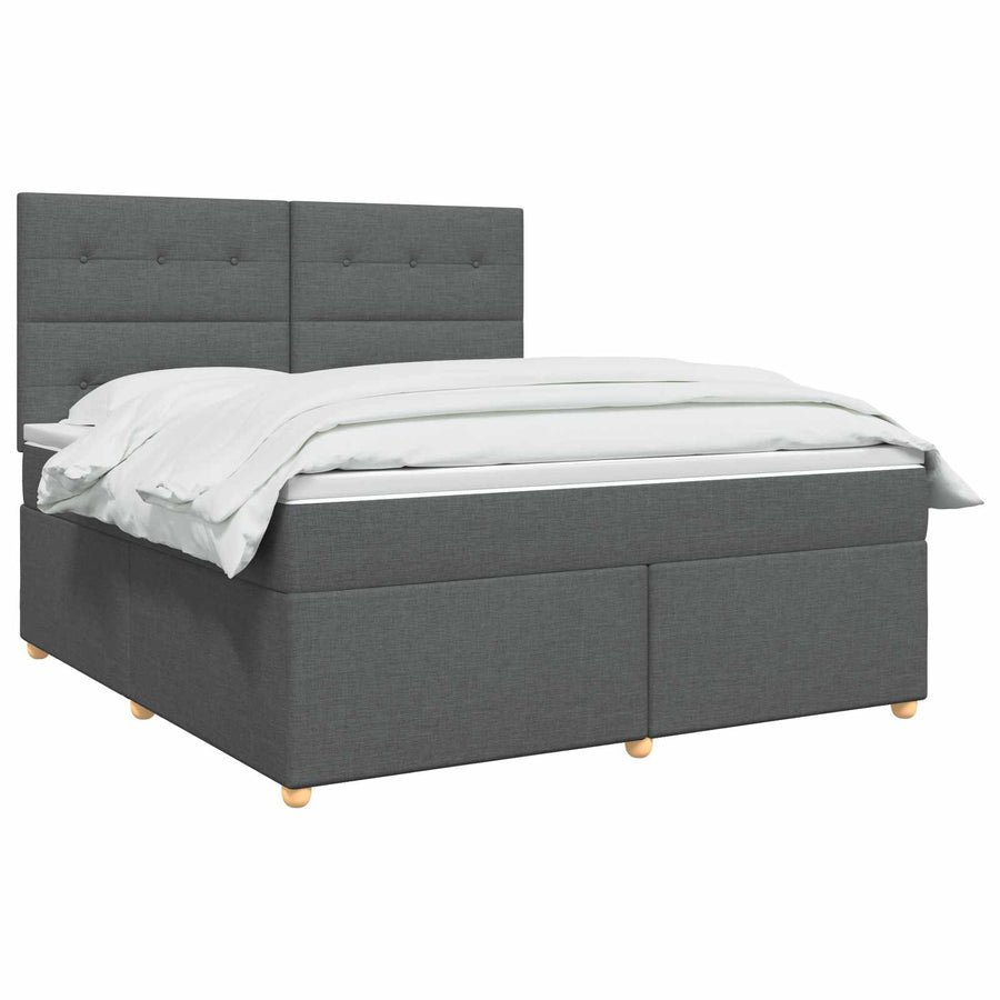 Boxspringbed met matras Donkergrijs 140 x 200 cm Stof