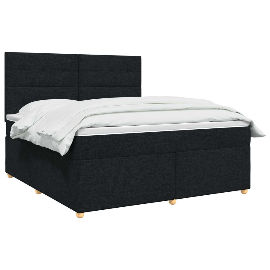 Boxspringbed met matras met hoofdeinde Zwart 140 x 200 cm Stof