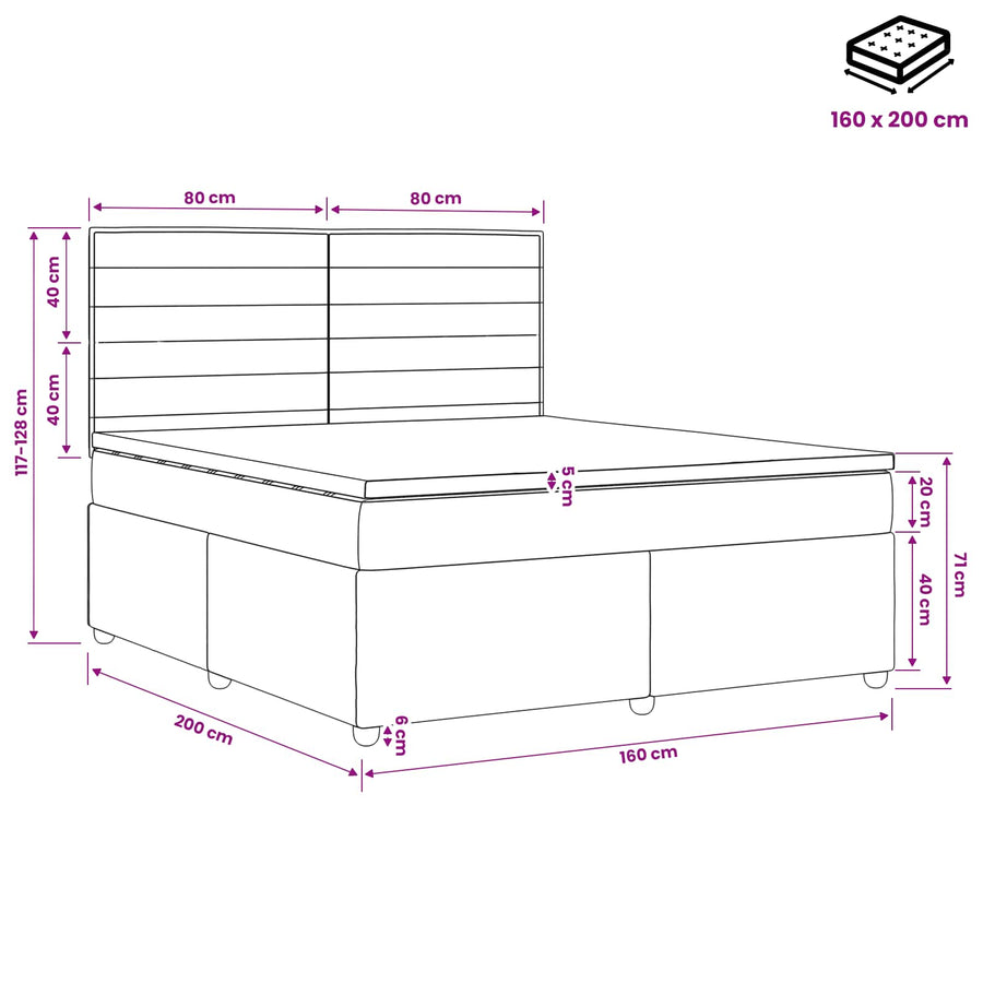 Boxspringbed met matras Donkergrijs 160 x 200 cm Stof