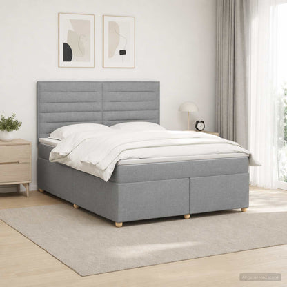 Boxspringbed met matras Lichtgrijs 180 x 200 cm Stof