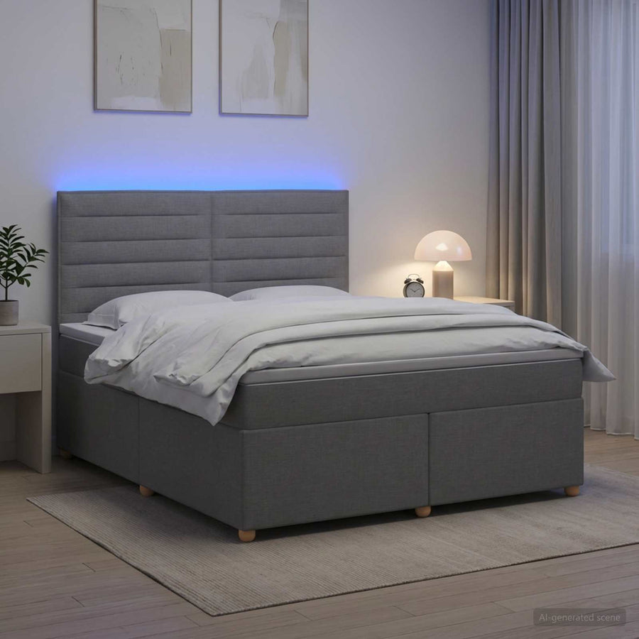 Boxspringbed met matras Lichtgrijs 180 x 200 cm Stof