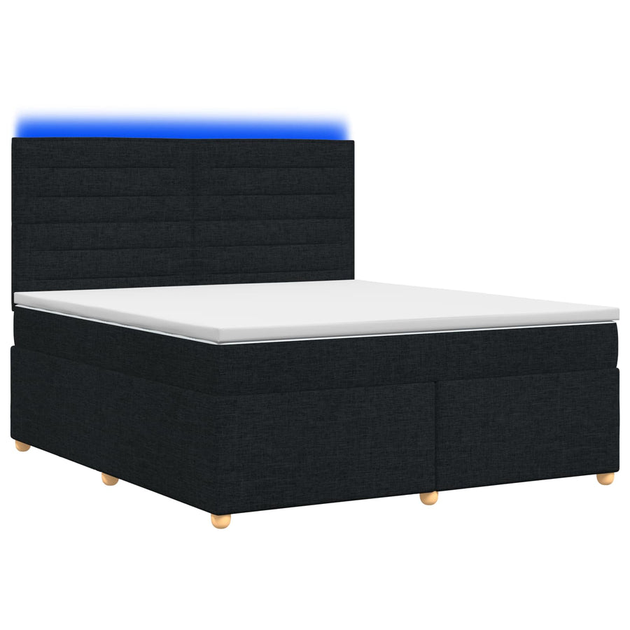 Boxspringbed met matras met hoofdeinde Zwart 180 x 200 cm Stof