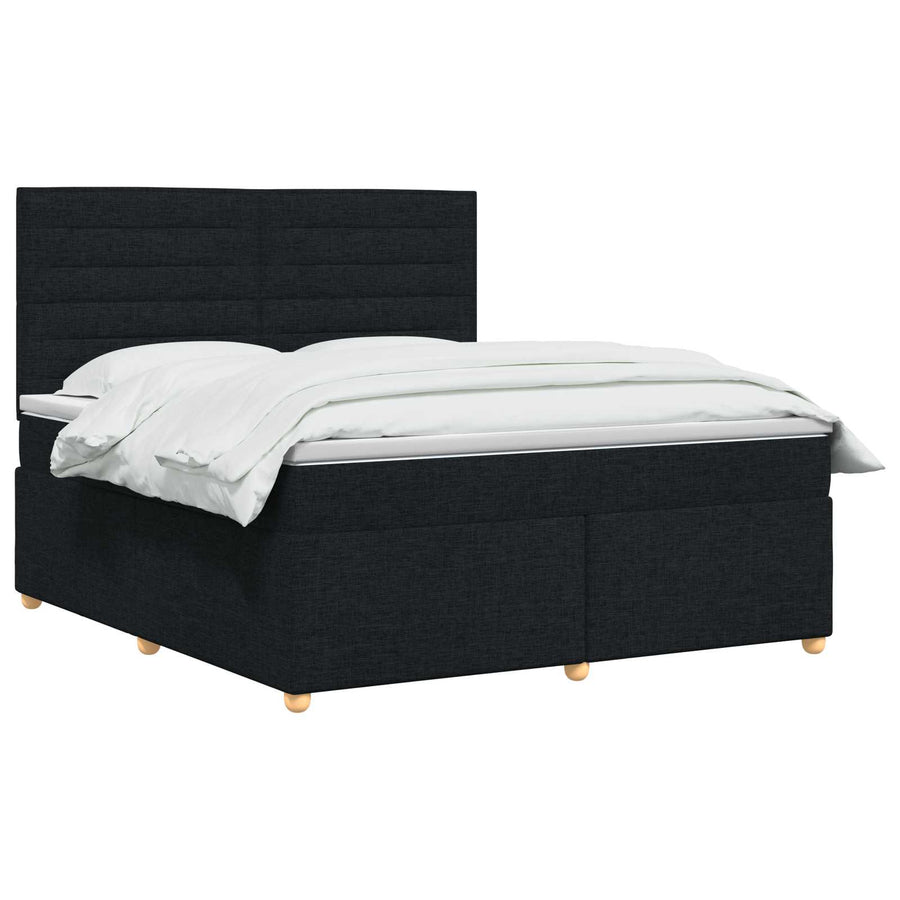 Boxspringbed met matras met hoofdeinde Zwart 180 x 200 cm Stof